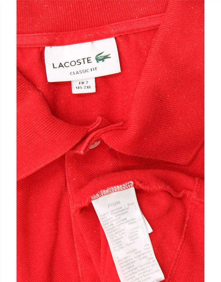 LACOSTE Ανδρικό πουκάμισο Πόλο Κλασικής Εφαρμογής Μέγεθος 7 2XL Κόκκινο βαμβακερό
