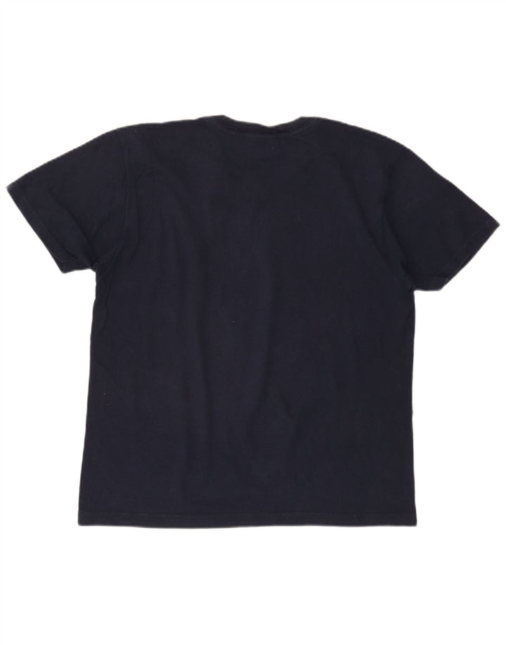 CHAMPION Γυναικείο T-Shirt Top UK 14 Medium Navy Blue Cotton