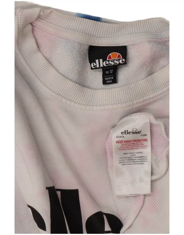 Γυναικείο γραφικό φούτερ Ellesse Jumper UK 12 μεσαία λευκή βαμβακερή βαφή