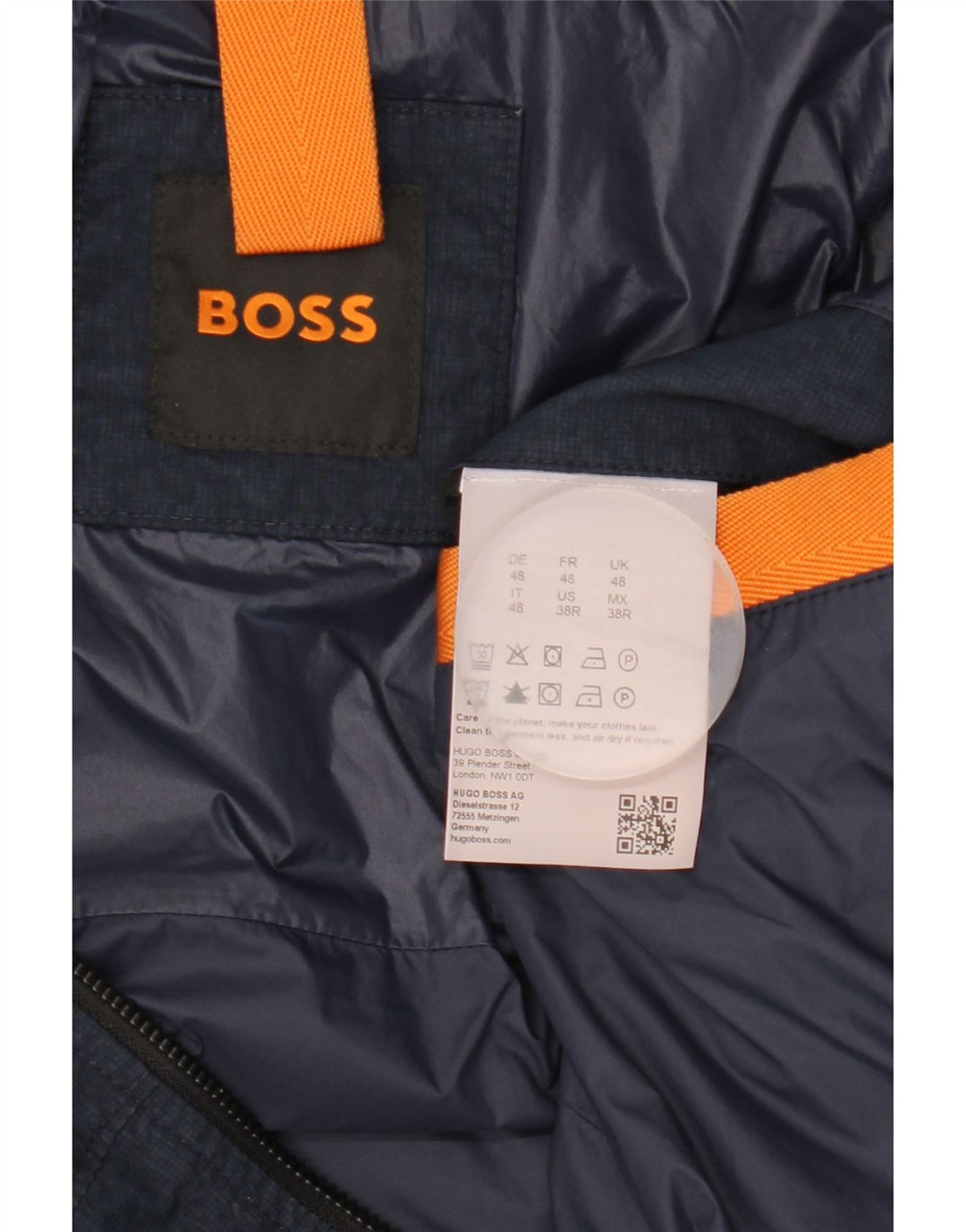 Ανδρικό μπουφάν με κουκούλα Hugo Boss Bomber EU 48 Medium Navy Blue Polyamide