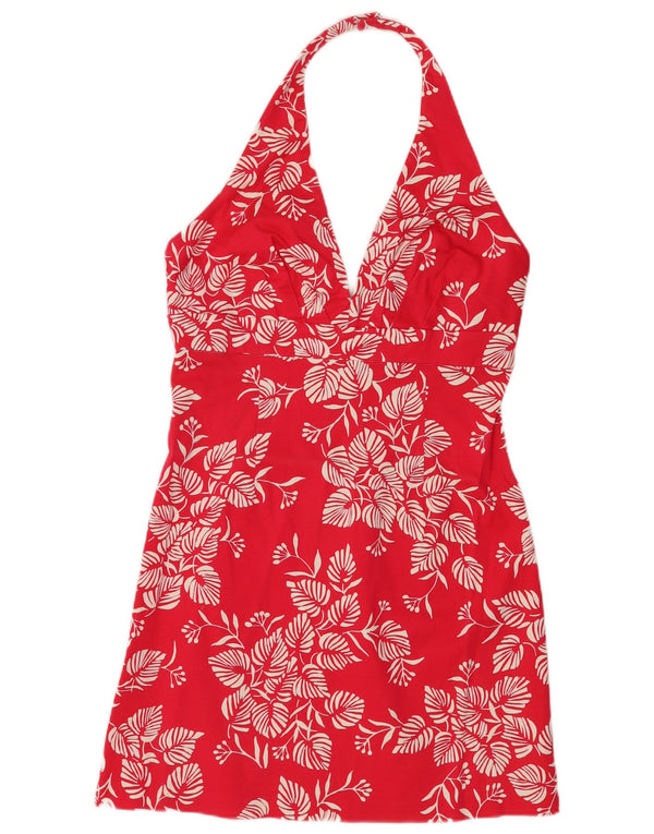 Γυναικείο φόρεμα WAREHOUSE UK 16 Large Red Floral Βαμβακερό