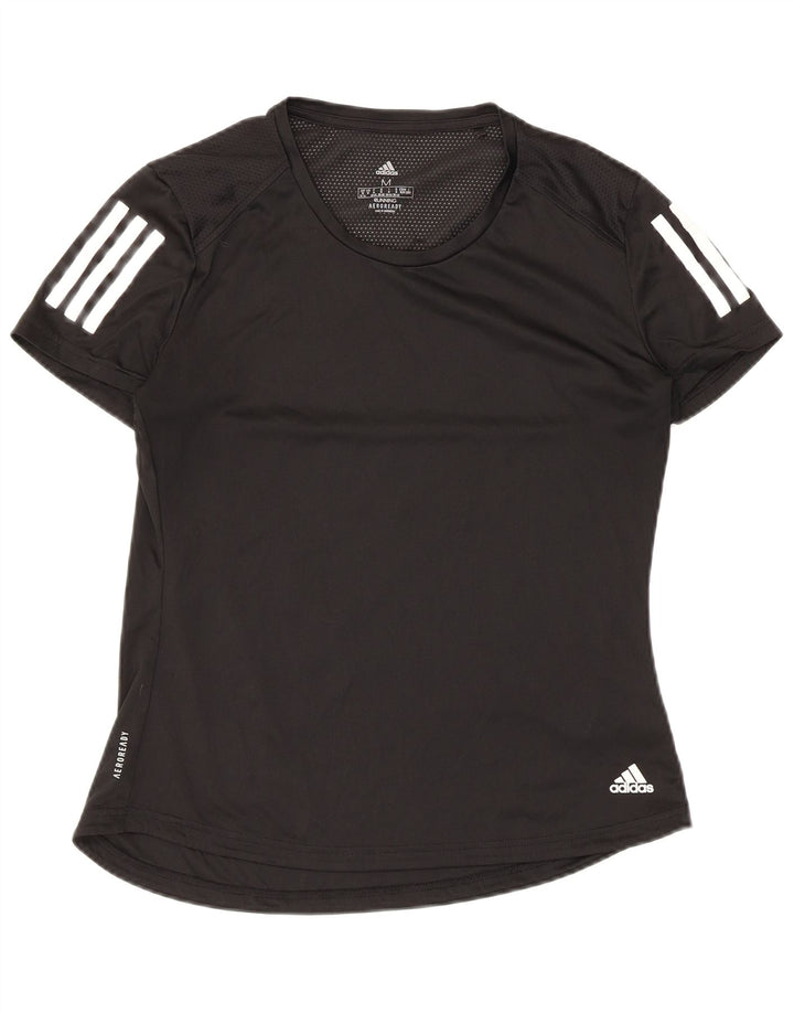 Adidas Γυναικείο T-Shirt Aeroready Top UK 12/14 Μεσαίο μαύρο πολυεστέρα