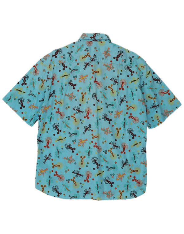 Ανδρικό πουκάμισο Firenze Abstract Pattern Κοντό μανίκι Μέγεθος 39 15 1/2 Medium Blue