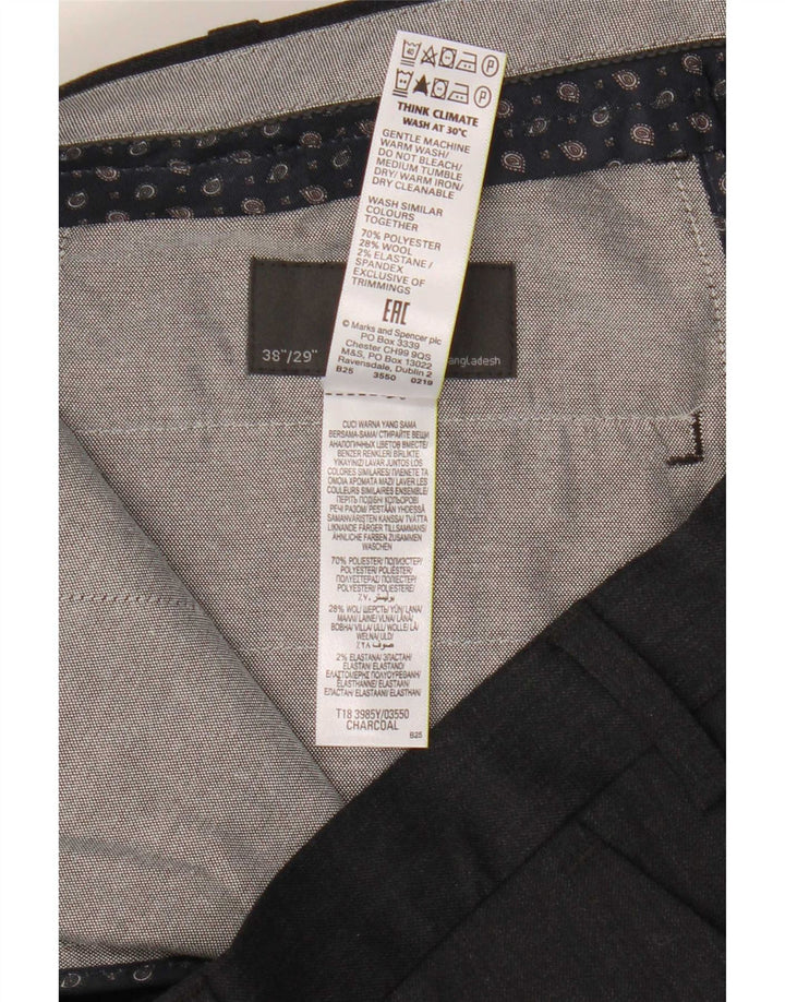 Marks & Spencer Ανδρικό παντελόνι κανονικό κοστούμι W38 L29 Γκρι πολυεστέρας