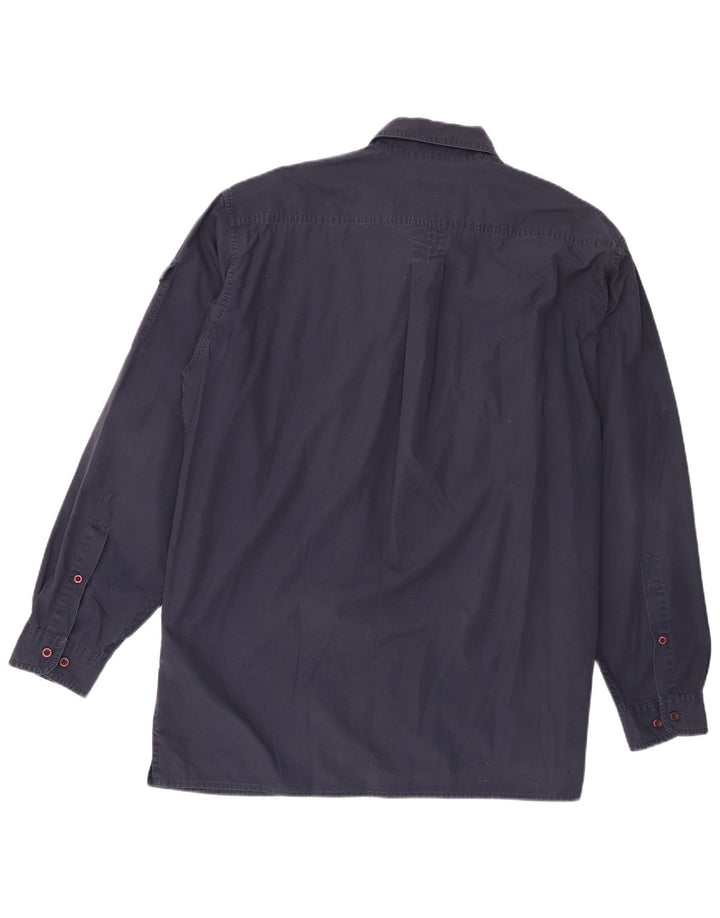 Ανδρικό στρατιωτικό πουκάμισο Marlboro Classics XL Navy Blue βαμβακερό