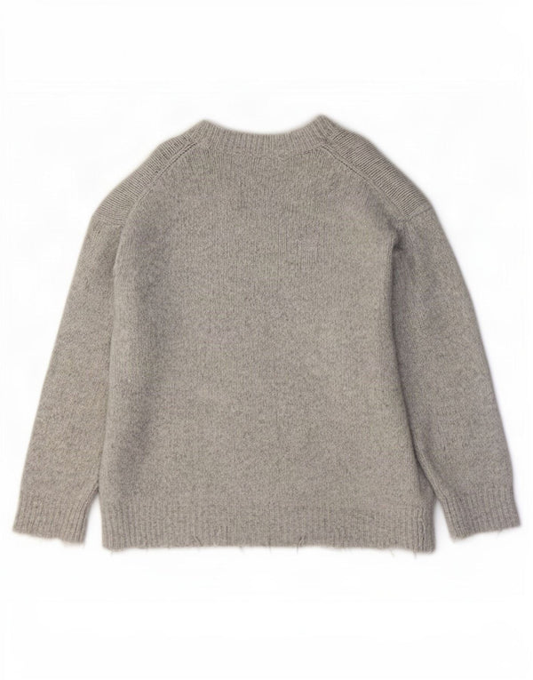 Zara Γυναικείο πουλόβερ με λαιμό σκακιέρα UK 10 Small Grey Acrylic
