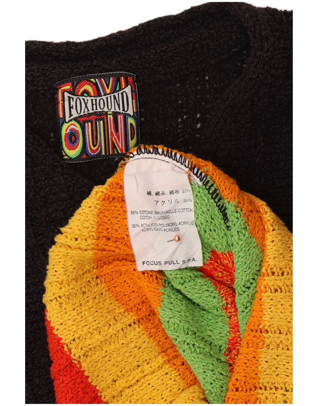 FOXHOUND Ανδρικό πουλόβερ με λαιμόκοψη V-λαιμόκοψη μεγάλο μαύρο βαμβακερό ριγέ