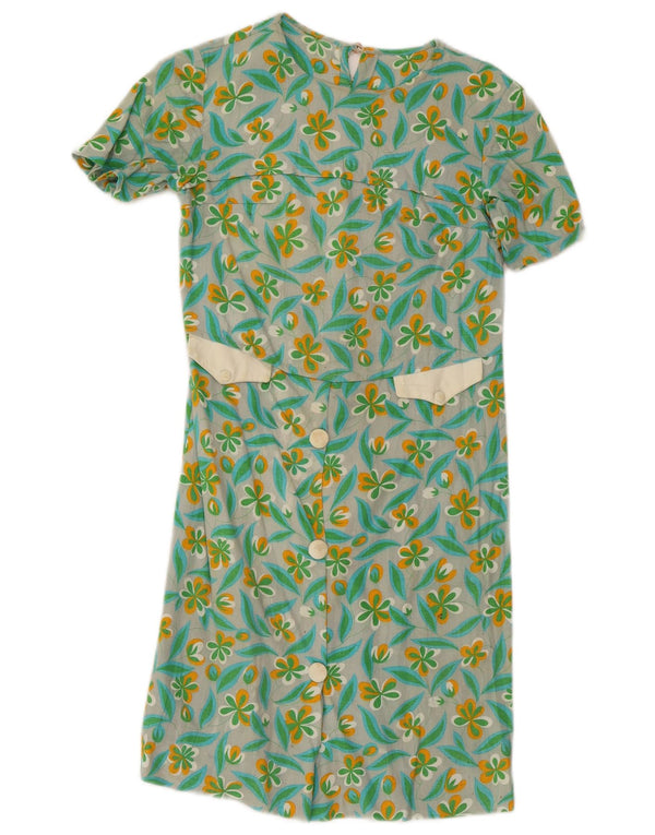 Vintage γυναικείο φόρεμα Shift UK 10 Small Green Floral