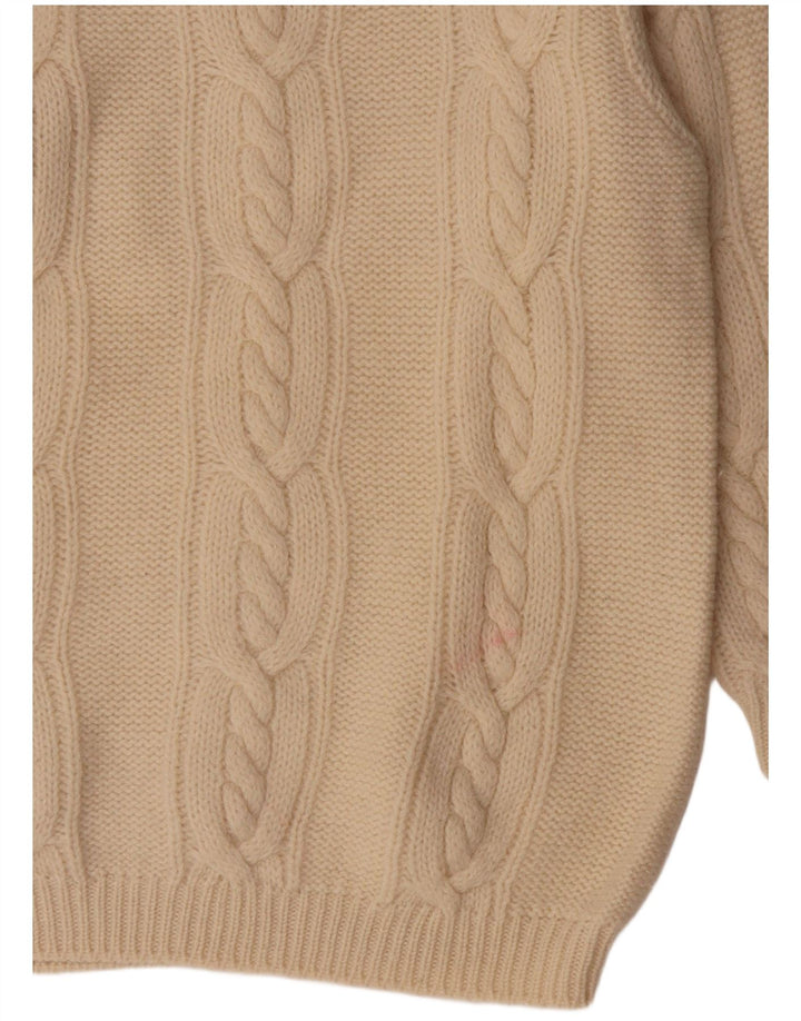 Γυναικείο πουλόβερ με λαιμό χελώνα Benetton UK 14 Large Off White Wool