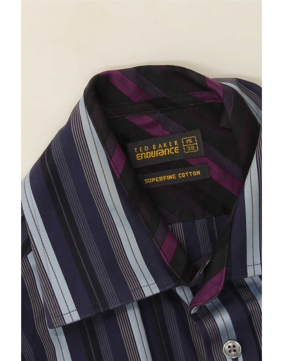 Ted Baker Ανδρικό επίσημο πουκάμισο νούμερο 38 15 Μεσαίο μπλε ριγέ βαμβακερό
