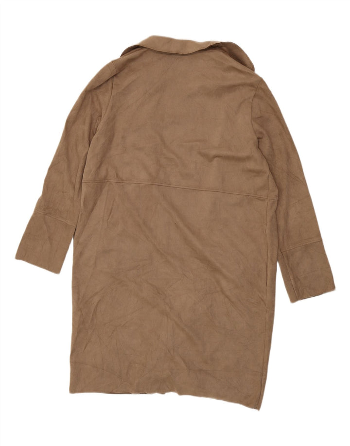 ZARA Womens Open Overcoat UK 18 XL Brown Polyester