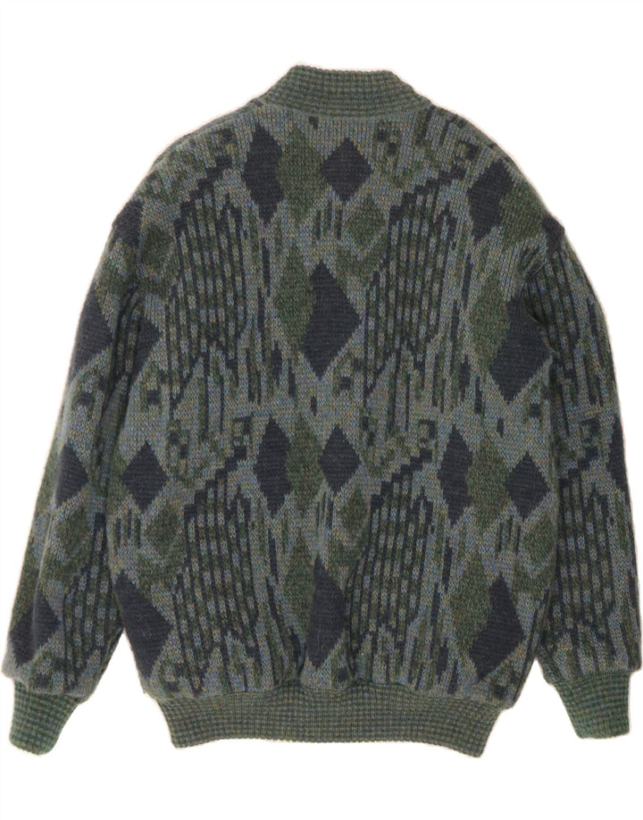 DOLOMITEN Mens Knit Reversible Jacket IT 52 XL Grey Argyle/Diamond Vintage Dolomiten and Second-Hand Dolomiten from Messina Hembry 