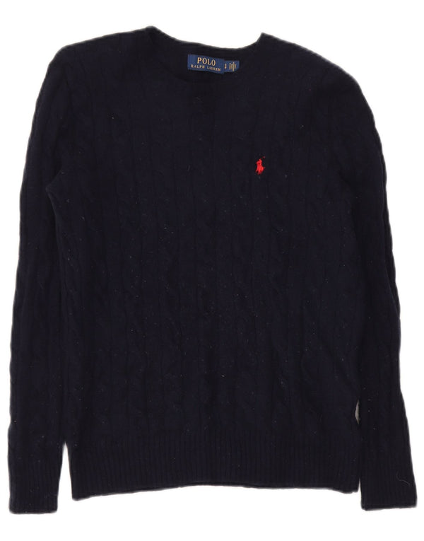 Polo Ralph Lauren Γυναικείο πουλόβερ με λαιμόκοψη UK 8 Small Navy Blue Wool