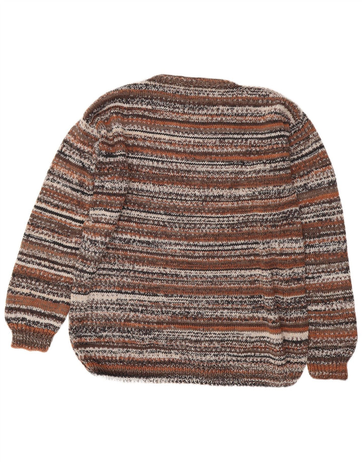 Vintage Ανδρικό πουλόβερ με λαιμόκοψη 2XL καφέ ριγέ