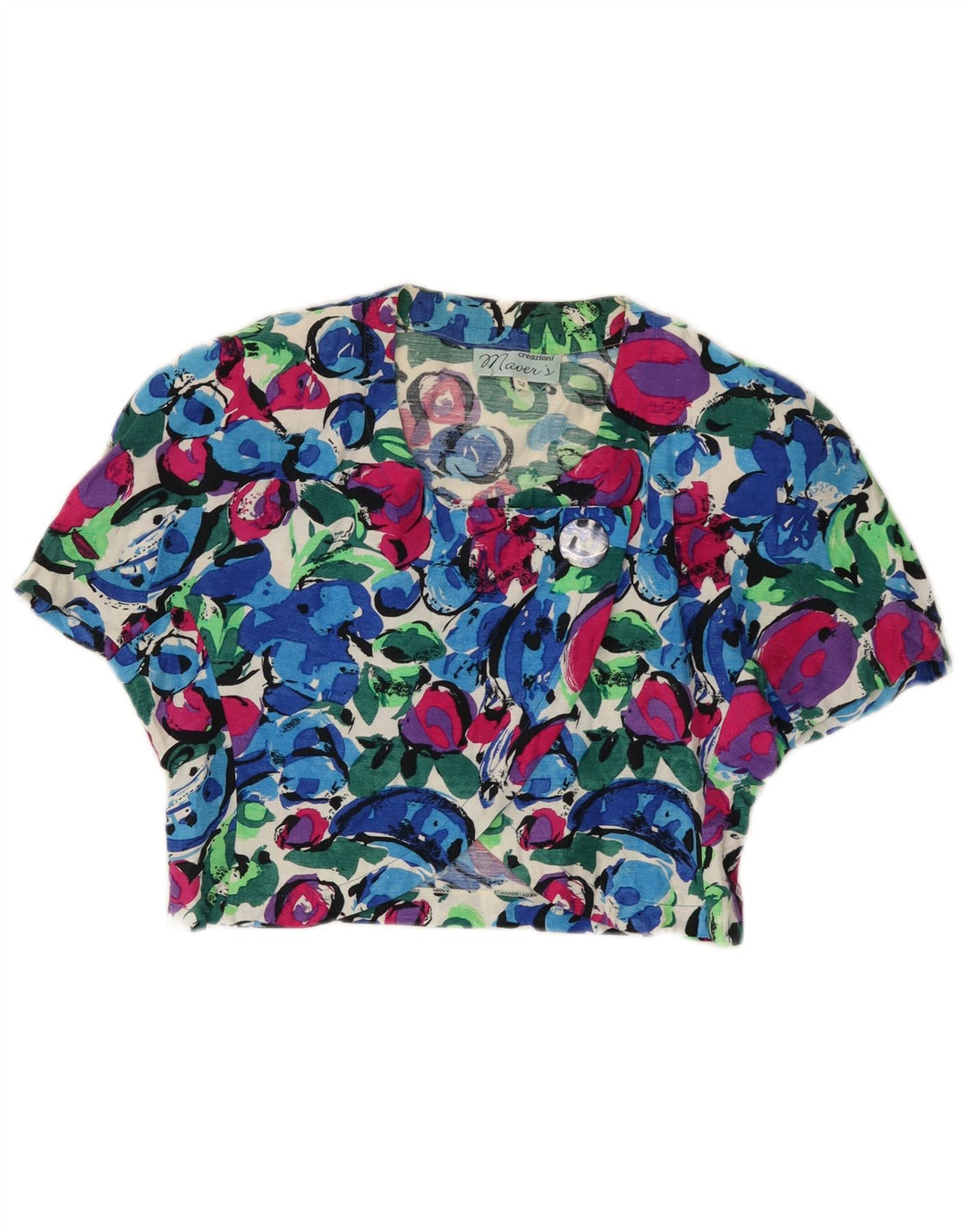 Vintage Γυναικείο πουκάμισο Crop Μπλούζα IT 42 Medium Πολύχρωμο Floral