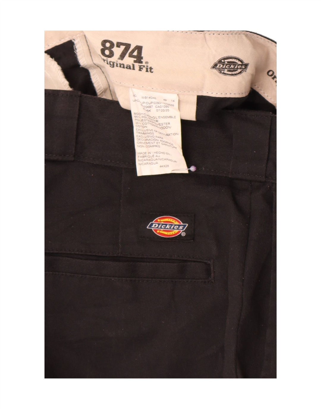 Dickies Mens 874 Original Fit Cropped Παντελόνι W44 L23 Μαύρο Πολυεστέρας