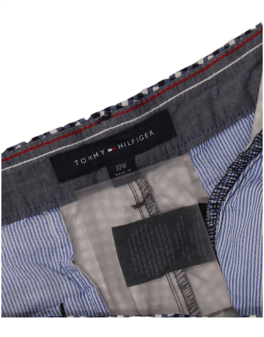 Ανδρικό κομμένο παντελόνι TOMMY HILFIGER US 22 3XL W46 L27 Navy Blue Gingham