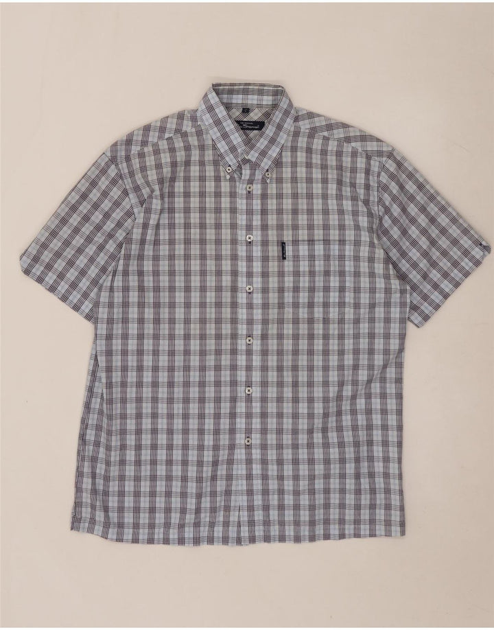 BEN SHERMAN Ανδρικό κοντομάνικο πουκάμισο μεγάλο μπλε καρό