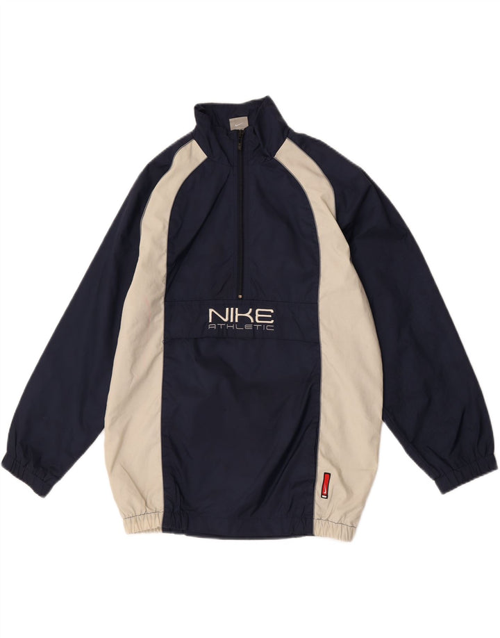 Nike Boys Graphic Rain Jacket 11-12 Years Large Navy Blue Colorblock