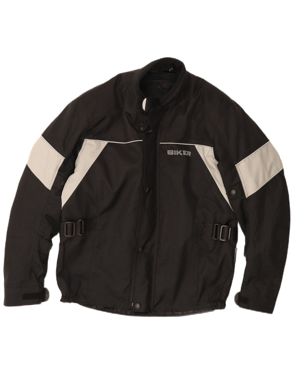Biker Mens Biker Racer Jacket Μέγεθος 50 Medium Black Colourblock Polyester