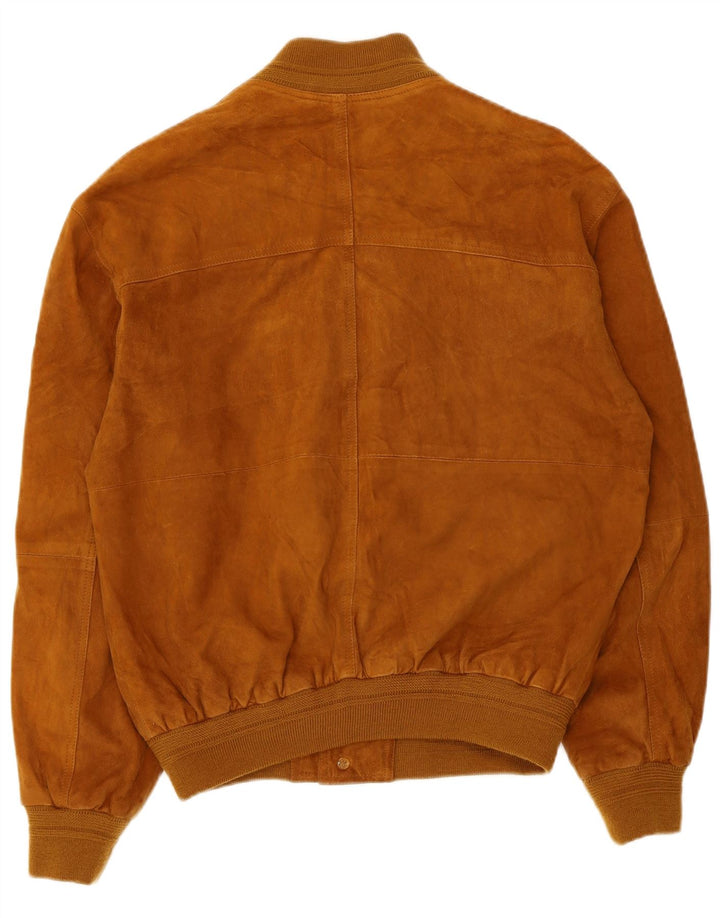 Vintage Ανδρικό Suede Bomber Jacket IT 48 Medium Beige Leather