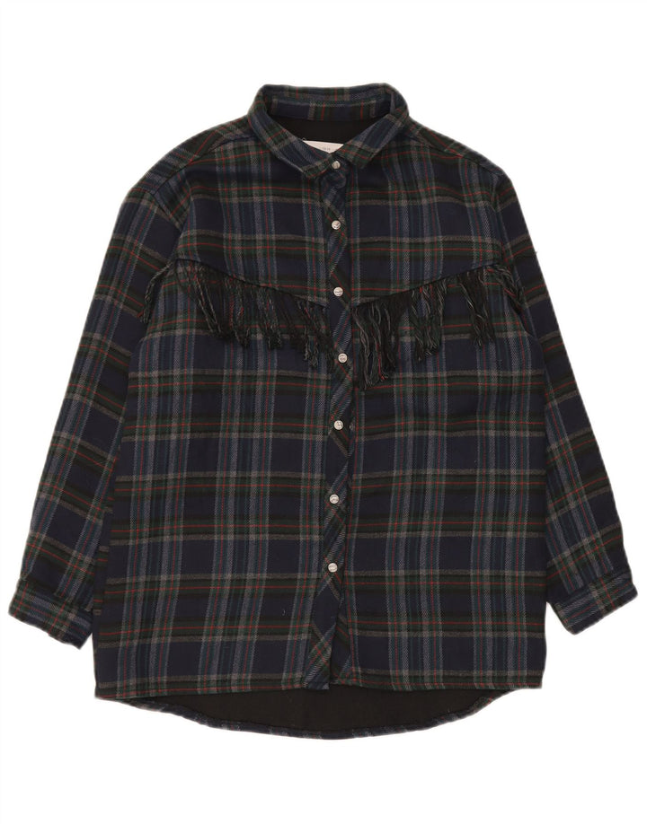 Μπλουζάκι Zara Boys Flannel πουκάμισο 13-14 ετών Navy Blue Check Polyester
