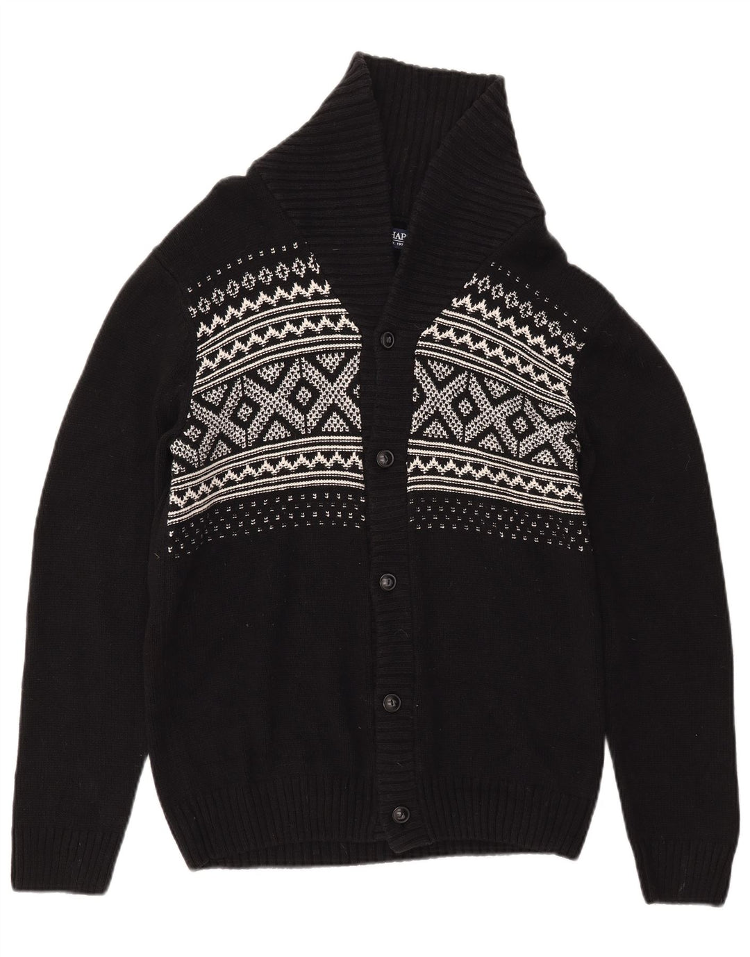 Ανδρικό πουλόβερ με ζακέτα CHAPS Small Black Fair Isle Cotton