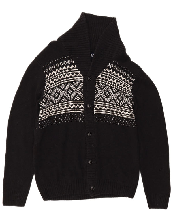 Ανδρικό πουλόβερ με ζακέτα CHAPS Small Black Fair Isle Cotton