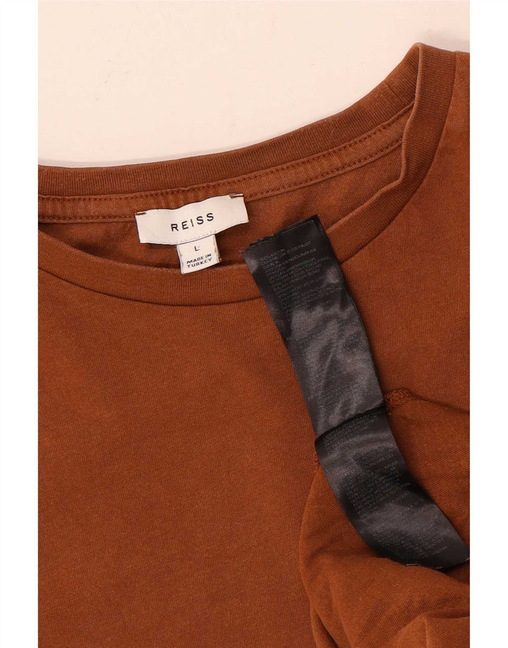 Γυναικείο T-Shirt Reiss Top μεγάλο καφέ βαμβακερό