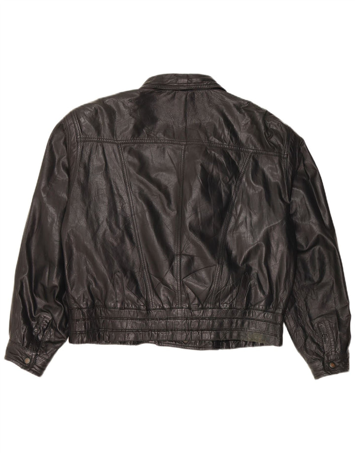 Vintage Ανδρικό Δερμάτινο Μπουφάν Biker IT 50 Large Μαύρο