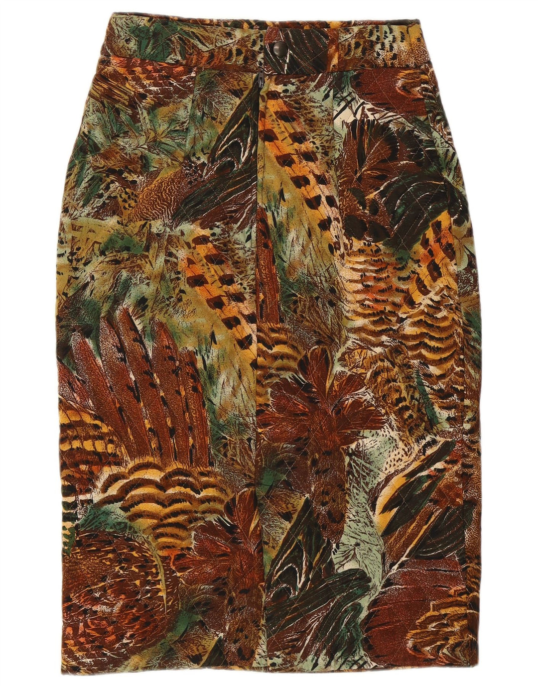 VINTAGE Womens Quilted Pencil Skirt W26 Small Brown Animal Print