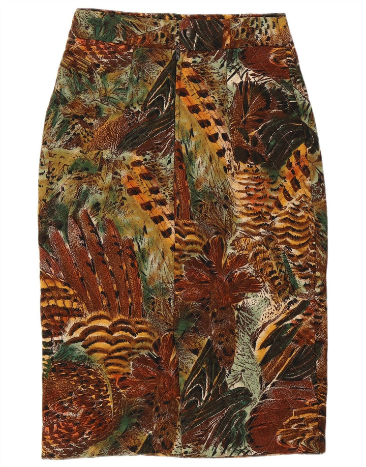 VINTAGE Womens Quilted Pencil Skirt W26 Small Brown Animal Print