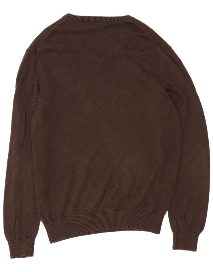 Crew Clothing Ανδρικό πουλόβερ με λαιμόκοψη σε μεσαίο καφέ βαμβακερό