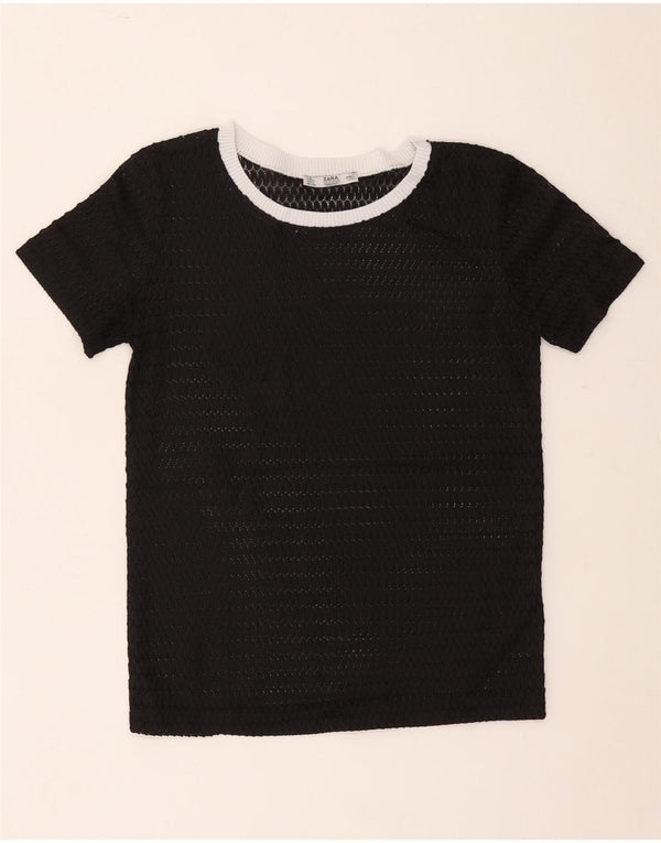 Zara Womens See Through T-Shirt Top UK 10 Small Black