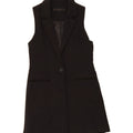 ZARA Womens Longline Sleeveless 1 Button Blazer Jacket UK 6 XS Black Vintage Zara and Second-Hand Zara from Messina Hembry 