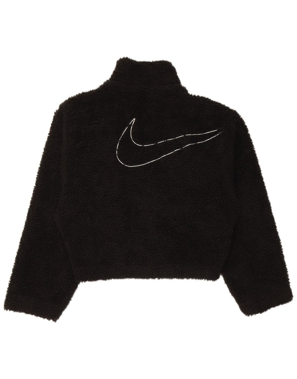 Nike Γυναικείο γραφικό μπουφάν φλις μεγάλου μεγέθους UK 6 XS μαύρο πολυεστέρα