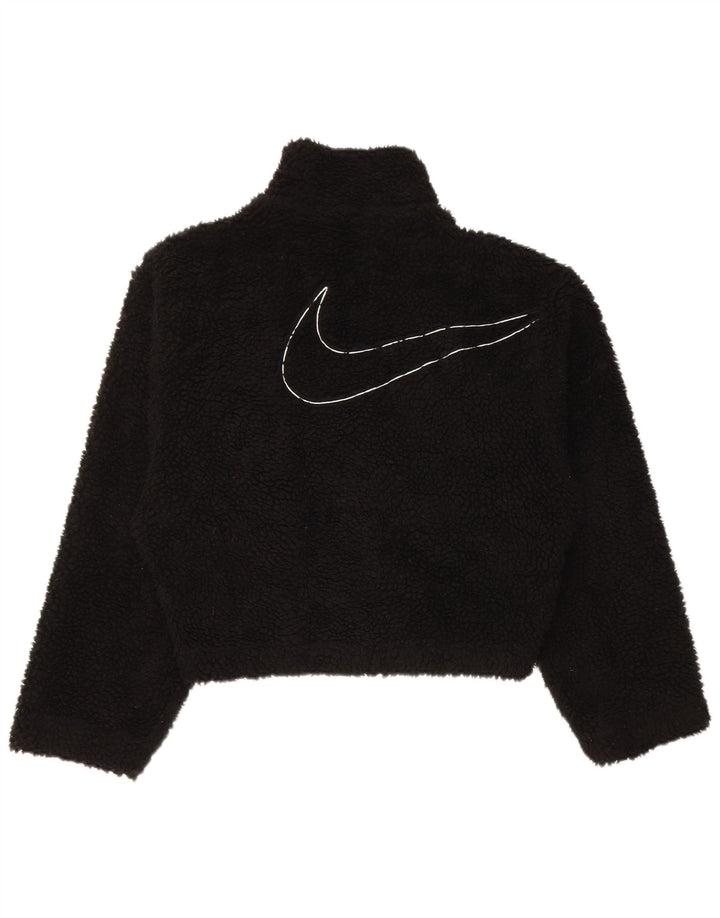 Nike Γυναικείο γραφικό μπουφάν φλις μεγάλου μεγέθους UK 6 XS μαύρο πολυεστέρα