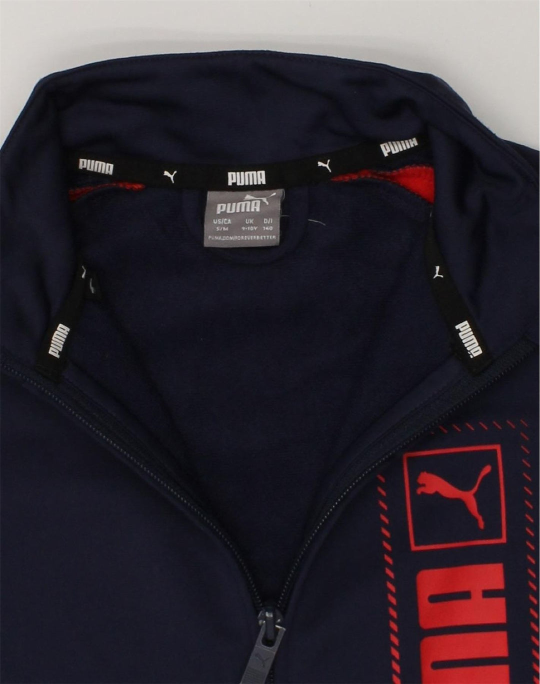 PUMA Boys Graphic Tracksuit Top Jacket 9-10 Years Small  Navy Blue | Vintage Puma | Thrift | Second-Hand Puma | Used Clothing | Messina Hembry 