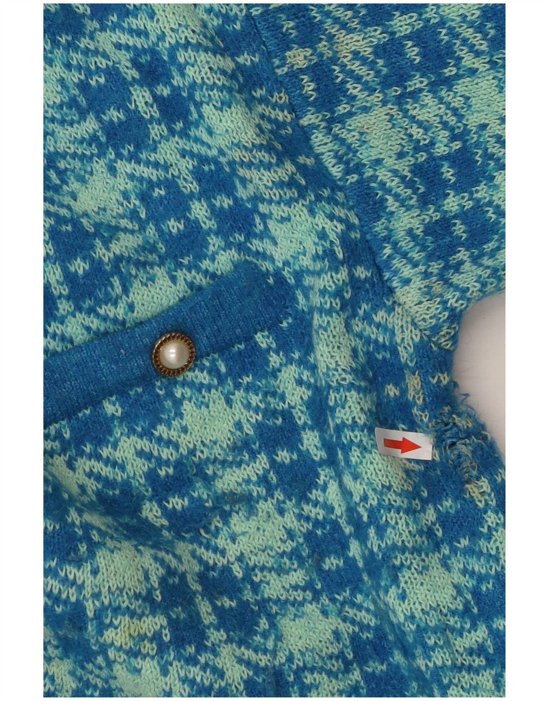 Zara Γυναικείο πουλόβερ ζακέτα υπερμεγέθη UK 10 Small Blue Houndstooth βαμβακερό