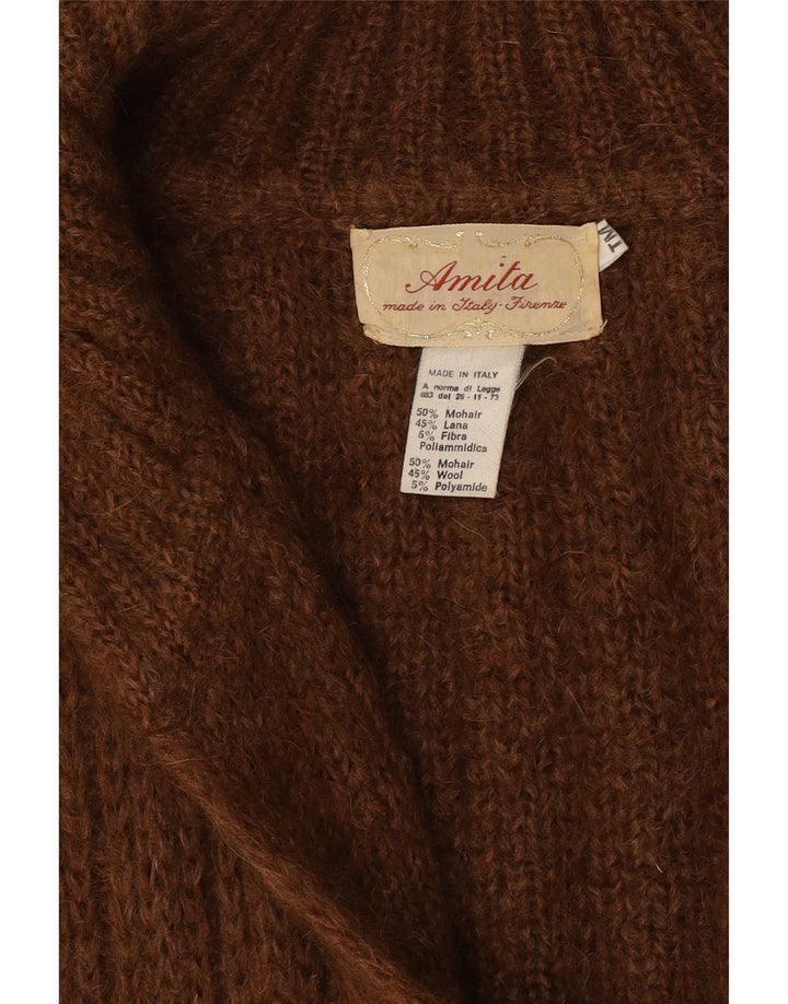 Vintage γυναικείο oversized Longline ζακέτα UK 14 Medium Brown Modal