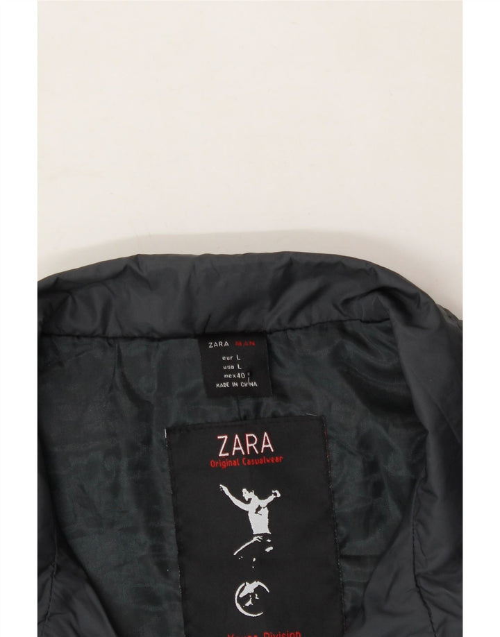 ZARA Mens Bomber Jacket UK 40 Large Grey Nylon Vintage Zara and Second-Hand Zara from Messina Hembry 