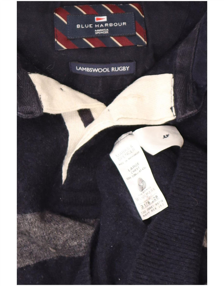 Ανδρικό πουλόβερ Marks & Spencer Blue Harbour Polo Neck Jumper Large Navy