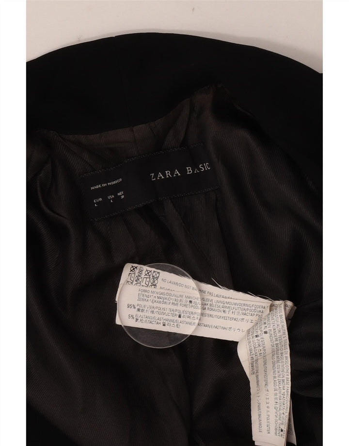 Zara Γυναικείο Ασύμετρο Ανοιχτό Μπουφάν UK 16 Μαύρο Πολυεστέρας