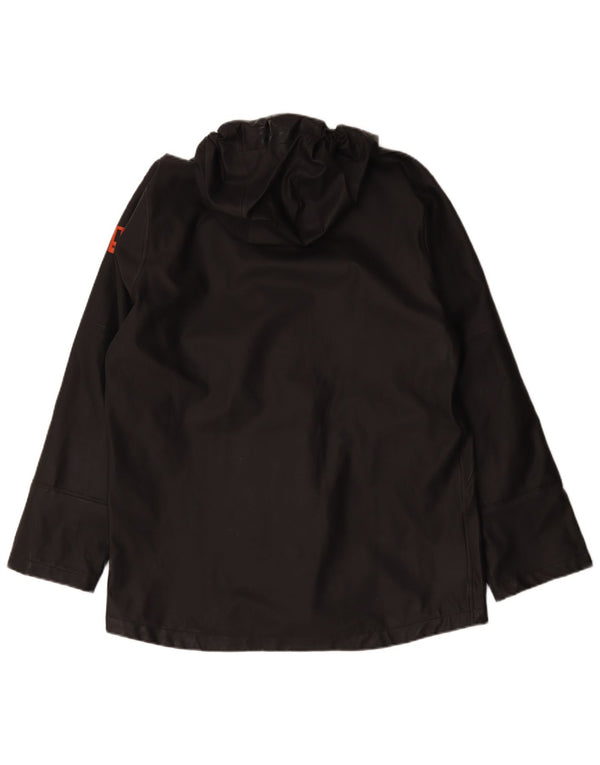 Helly Hansen Mens Hooded Faux Leather Jacket UK 38 Medium Black Polyvinyl