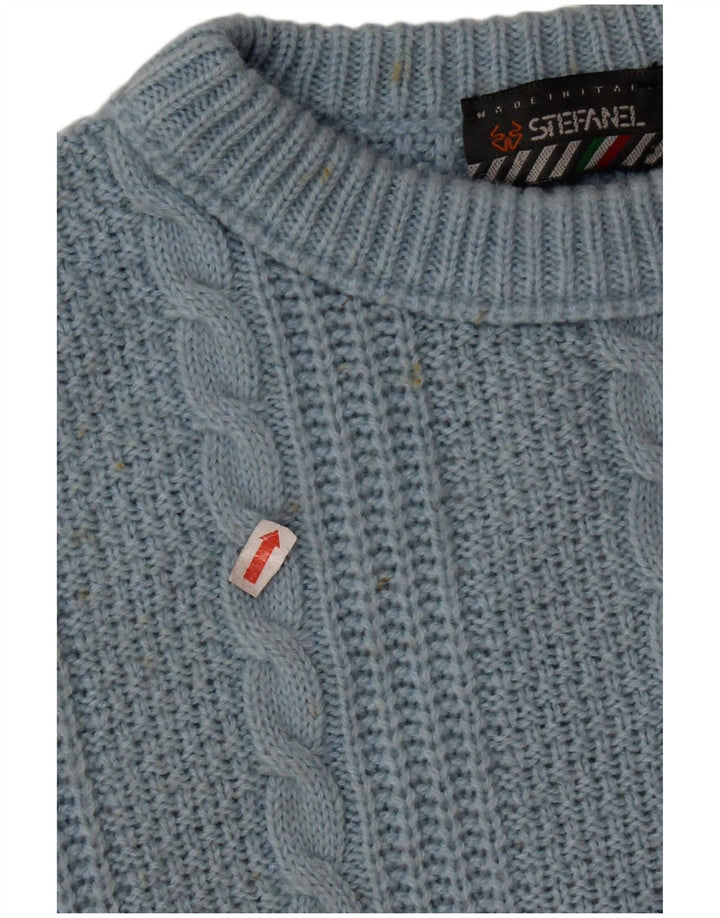 STEFANEL Γυναικείο πουλόβερ με λαιμόκοψη μεγάλου μεγέθους UK 16 μπλε μαλλί