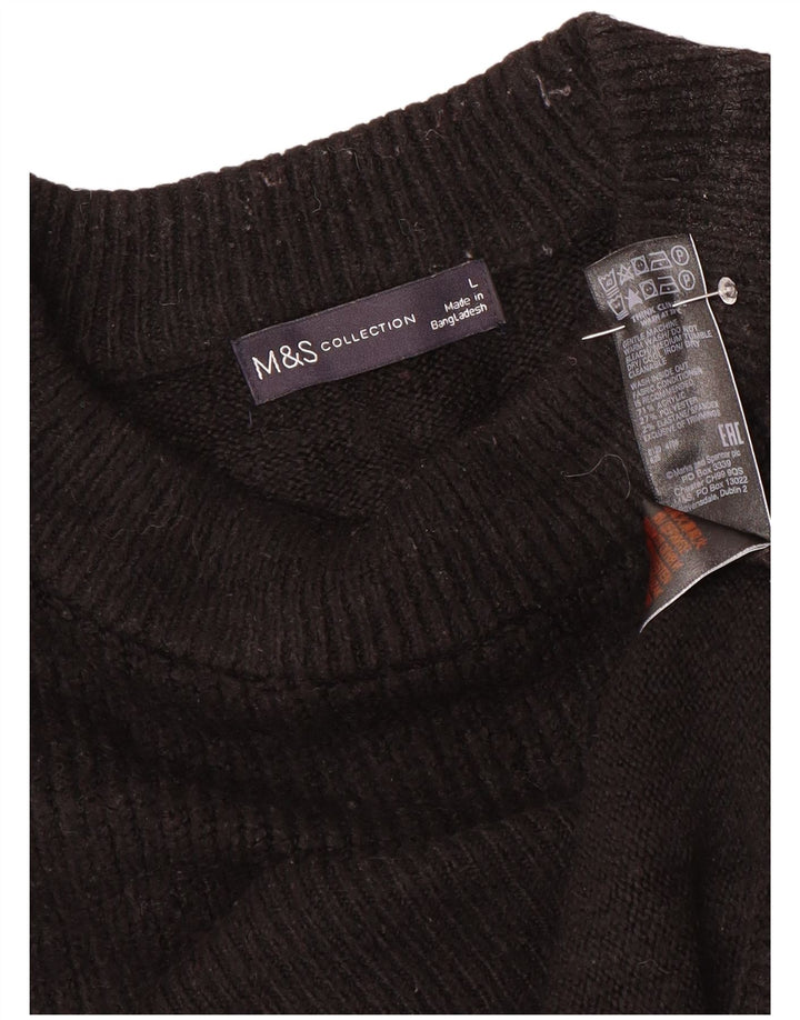 Marks & Spencer Γυναικείο πουλόβερ με λαιμόκοψη μεγάλου μεγέθους UK 16 μεγάλο μαύρο