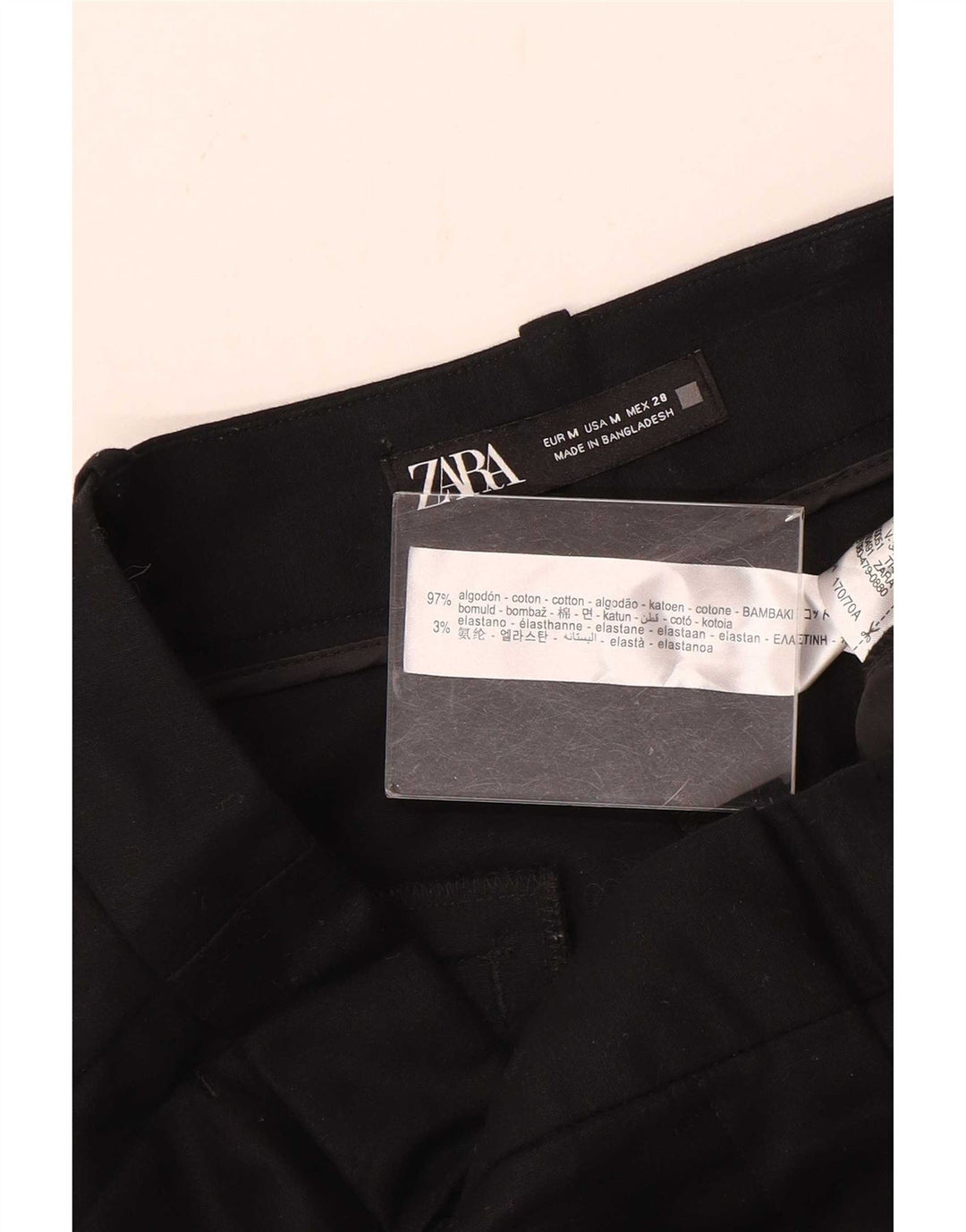 Zara Γυναικείο σορτς Chino με καρφίτσα μεσαίο W28 μαύρο βαμβακερό