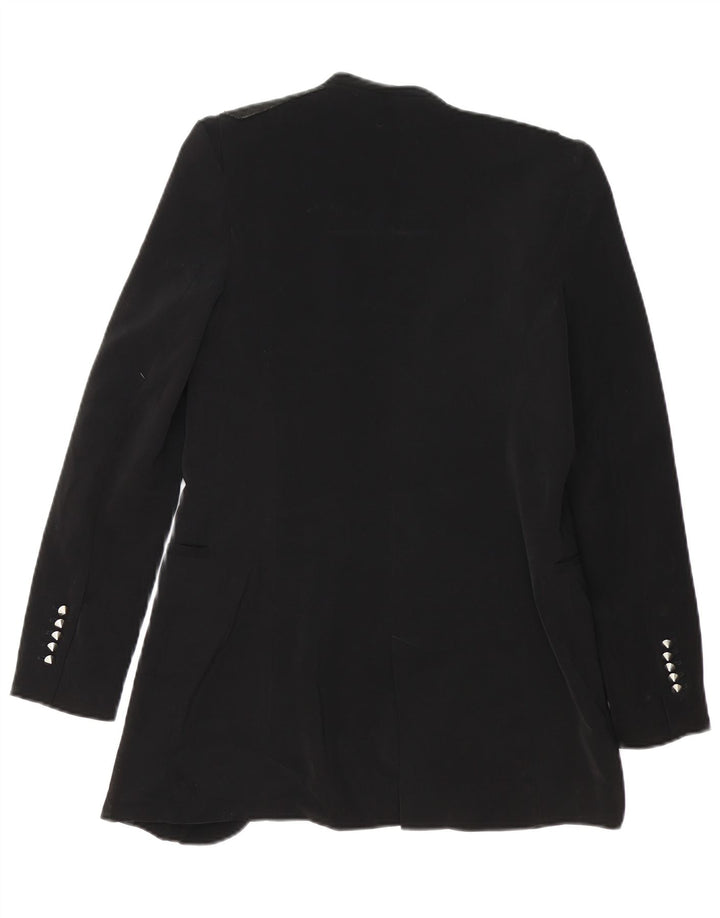 ZARA Γυναικείο Longline Open Blazer Jacket UK 10 Small Black Acetate