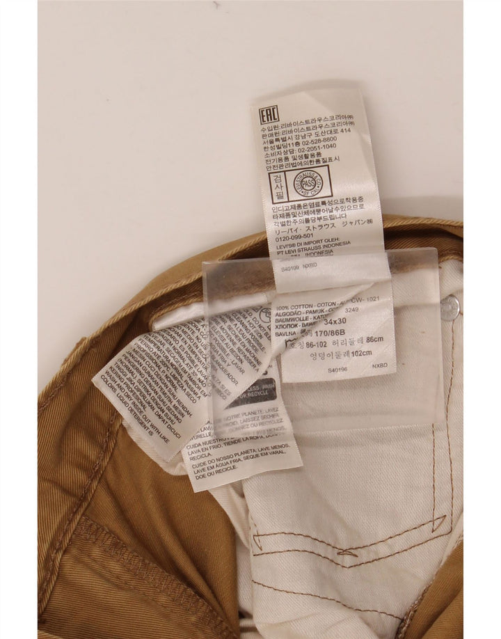 LEVI'S Mens 514 Straight Casual Παντελόνι W34 L30 Καφέ Βαμβακερό