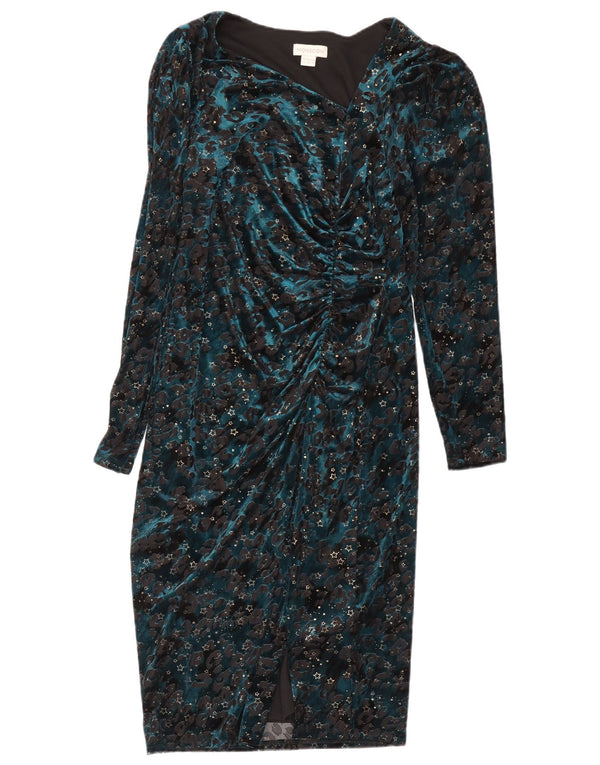 Γυναικείο μακρυμάνικο φόρεμα Monsoon UK 12 Medium Blue Animal Print
